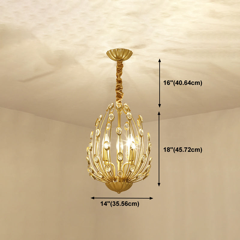 Lustre de style européen Light Crystal Gold Multi-Head Pendant Light pour le salon