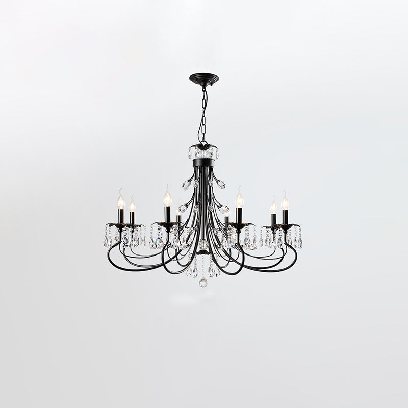 Salon lustre de style européen multi-tête cristallin de lampe suspendue pour chambre à coucher