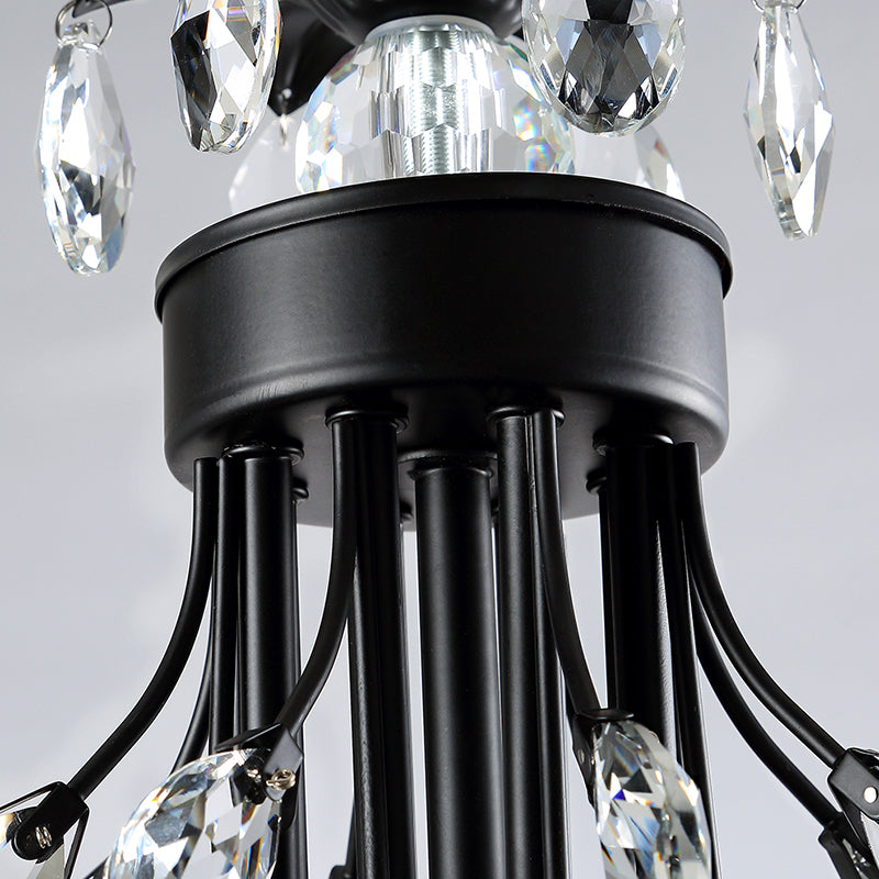 Salon lustre de style européen multi-tête cristallin de lampe suspendue pour chambre à coucher