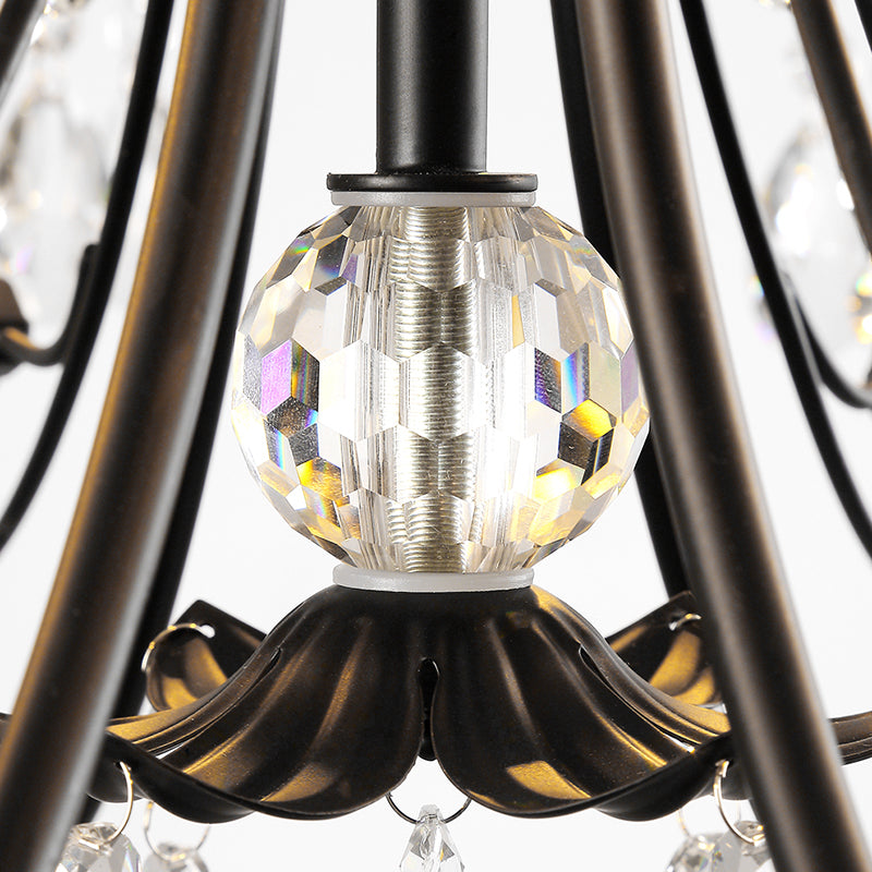 Salon lustre de style européen multi-tête cristallin de lampe suspendue pour chambre à coucher