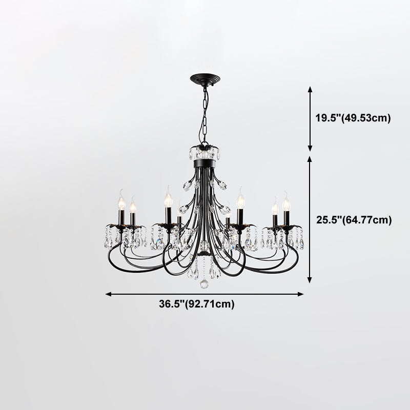 Salon lustre de style européen multi-tête cristallin de lampe suspendue pour chambre à coucher