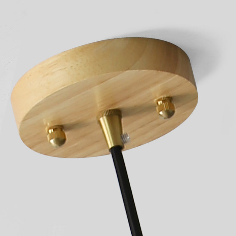 Nordic Grosted Glass Bowl Pendant Light Light 1-Light Wood Blowing Lamping for Dining Room