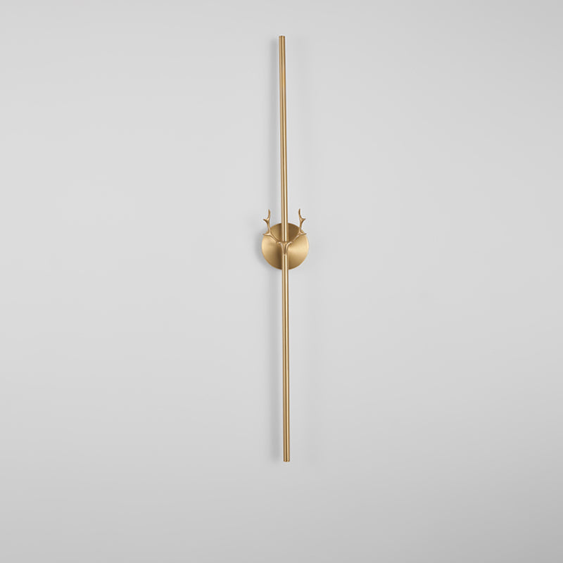 Nordic Gold Wall Light Straight Shape LED Wall Sconce with Brass for Living Room