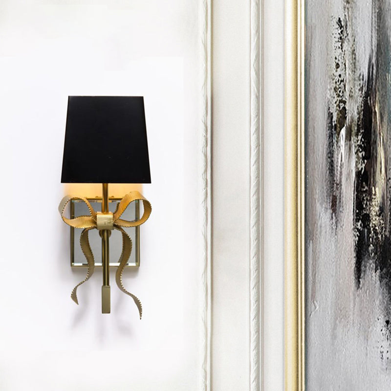 Mur de laiton moderne Light Bow-not-Shape Wall Sconce avec toile de jute naturelle pour le salon