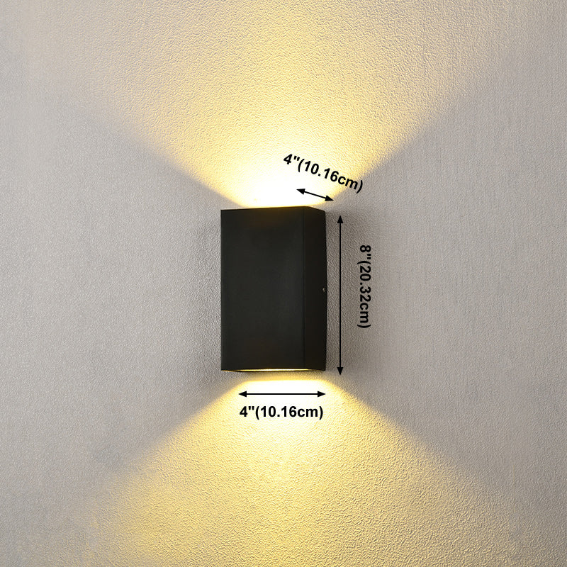 Mur de l'aluminium moderne clair cuboïde 2 lumières Walleur mural en noir pour l'extérieur