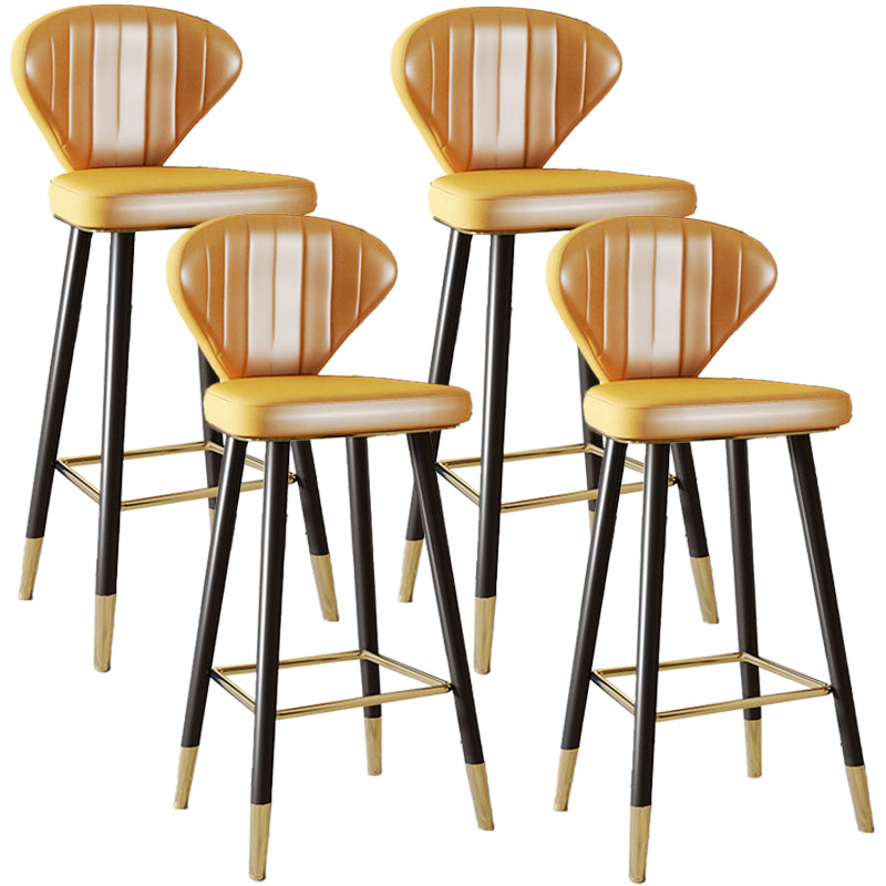 Scandinavian Swivel Leather Counter Stools Black Low Back Bar Stools with Footrest