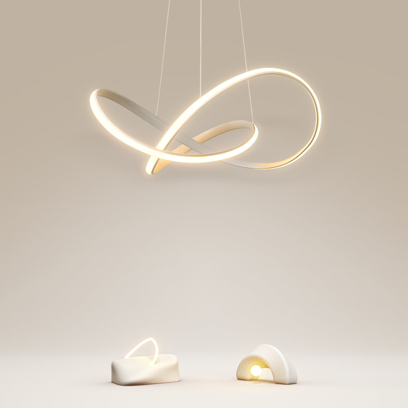 Modern Artistic LED Linear Pendant Light Aluminium Hanging Lamp with Silicone Shade