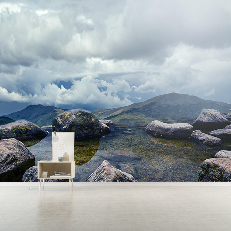 Cloud Print Contemporary Mildew Resistant Sky Mural Living Room Wall Mural