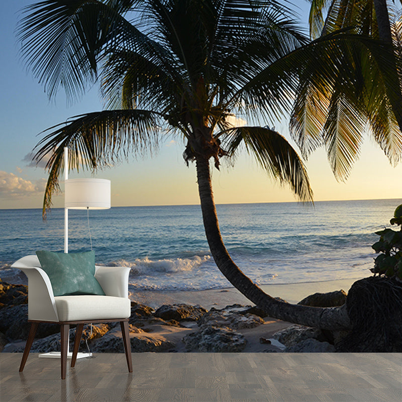 Beach Customized Palm Tree Mural Tropical Mildew Resistant Bedroom Wall Mural