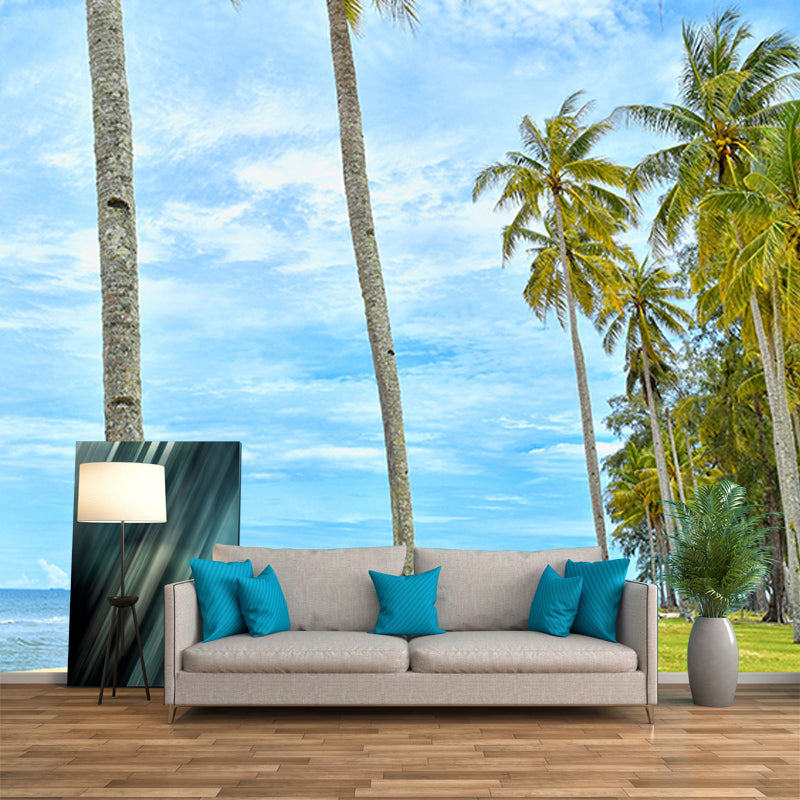 Beach Customized Palm Tree Mural Tropical Mildew Resistant Bedroom Wall Mural