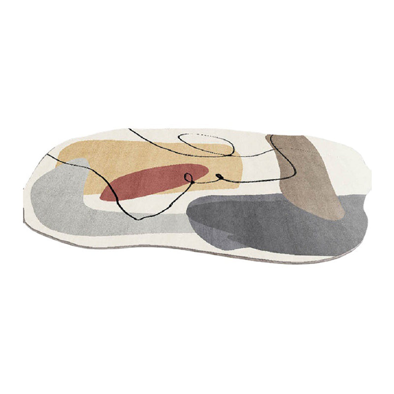 Beige Modern Rug Polyester Color Piece Rug Stain Resistant Rug for Living Room