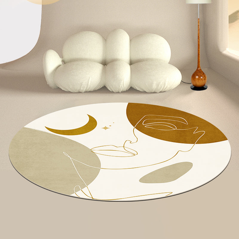 Green Modern Rug Polyester Abstract Print Rug Washable Rug for Living Room