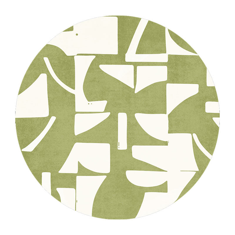 Rapis moderne vert Polyester Rattract Print Rapis lavable pour le salon