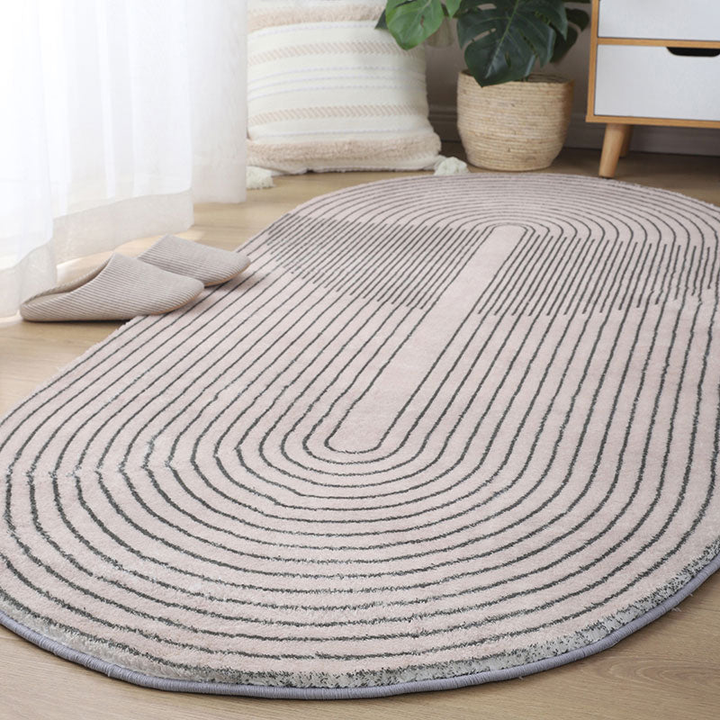 Light Grey Stripe Rug Blending Casual Rug Washable Rug for Living Room