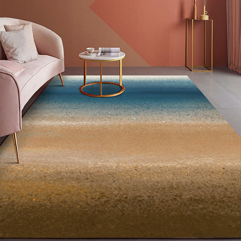 Light Blue Abstract Line Rug Polyester Modern Rug Washable Rug for Living Room