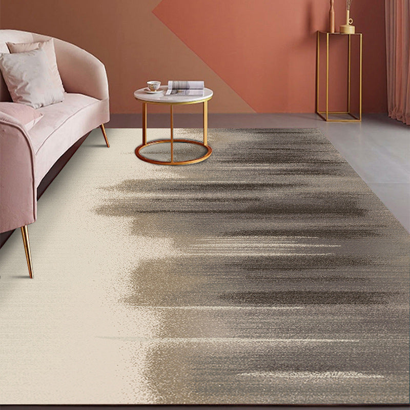 Light Blue Abstract Line Rug Polyester Modern Rug Washable Rug for Living Room