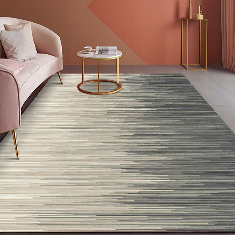 Light Blue Abstract Line Rug Polyester Modern Rug Washable Rug for Living Room