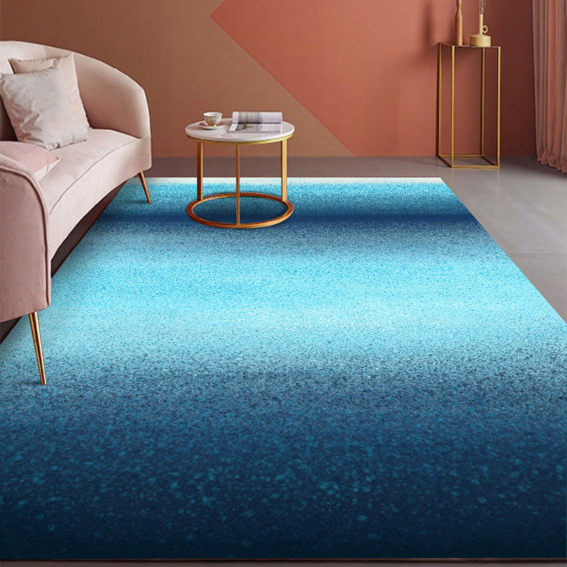 Light Blue Abstract Line Rug Polyester Modern Rug Washable Rug for Living Room