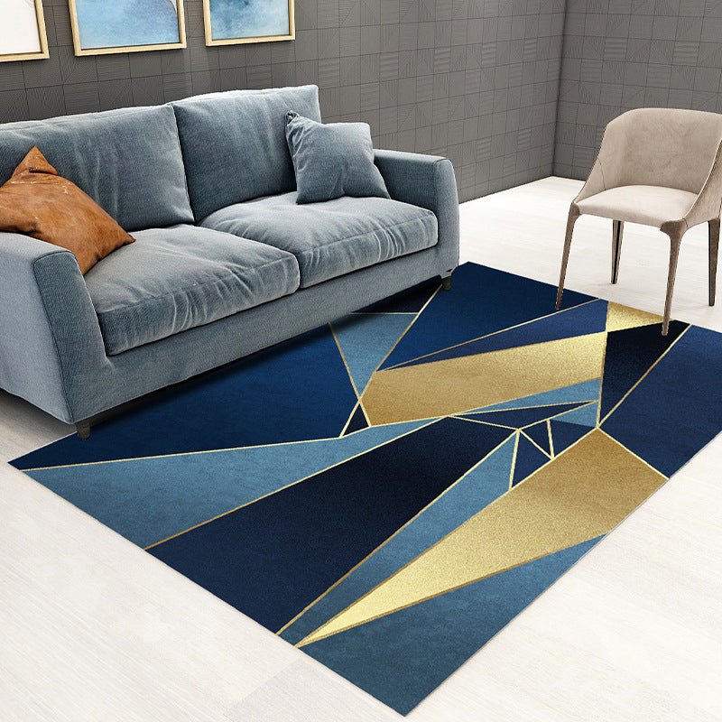 Gold Contemporary Rug Polyester Pattern Rug Non-Slip Backing Rug for Drawing Room