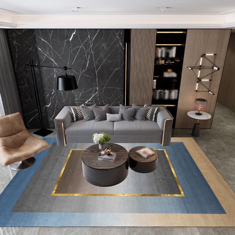 Gold Contemporary Rug Polyester Pattern Rug Non-Slip Backing Rug for Drawing Room