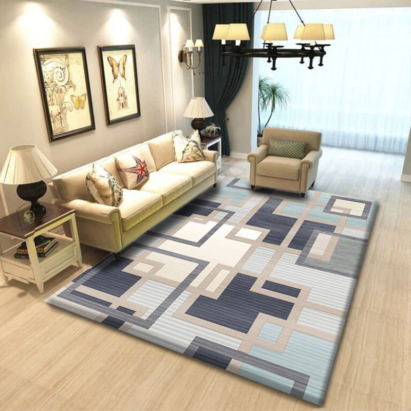 Green Line Carpet Polyester Modern Carpet Stain Resistant Carpet for Living Room