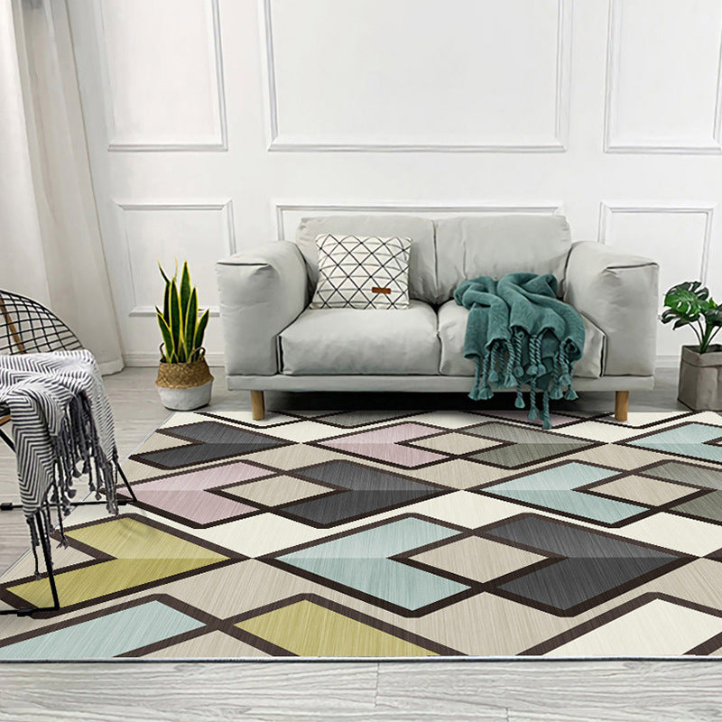 Green Line Carpet Polyester Modern Carpet Stain Resistant Carpet for Living Room