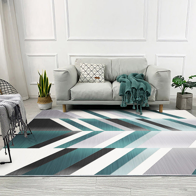 Green Line Carpet Polyester Modern Carpet Stain Resistant Carpet for Living Room