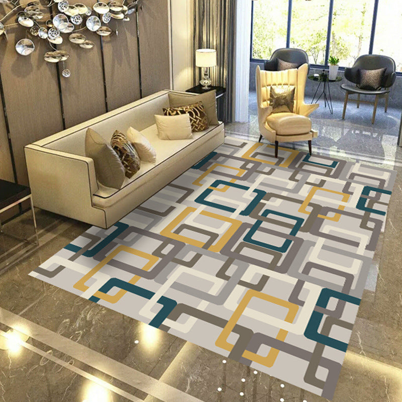 Green Line Carpet Polyester Modern Carpet Stain Resistant Carpet for Living Room