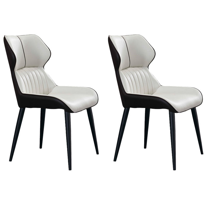 Silla lateral de comedor contemporánea con respaldo de orejas, silla de comedor de cuero para cocina