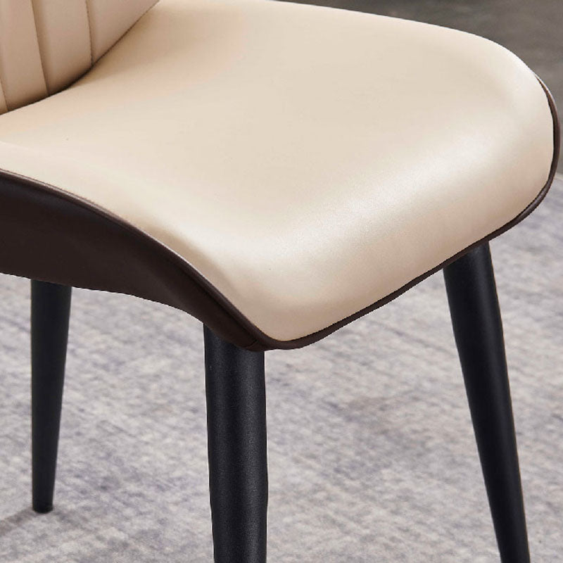 Silla lateral de comedor contemporánea con respaldo de orejas, silla de comedor de cuero para cocina