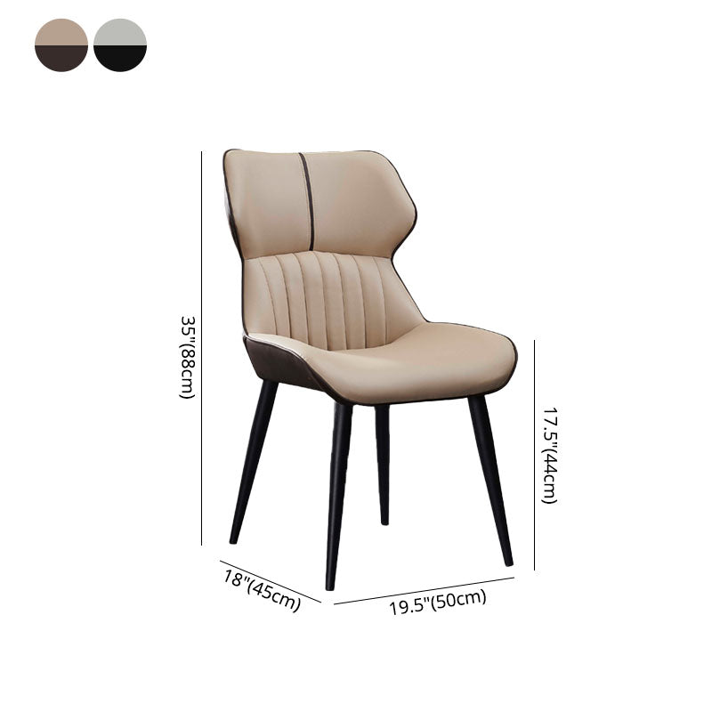 Silla lateral de comedor contemporánea con respaldo de orejas, silla de comedor de cuero para cocina