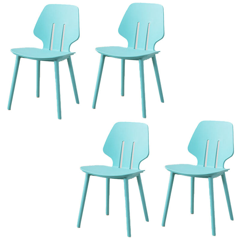 Silla lateral de comedor con respaldo abierto contemporáneo, sillas sin brazos de comedor de plástico para uso doméstico