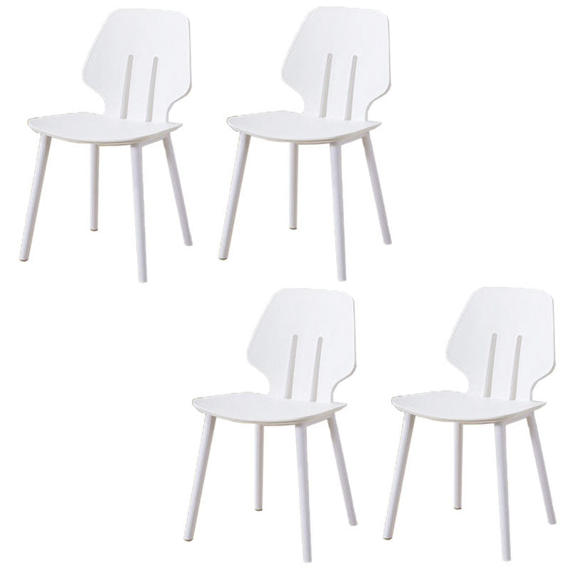 Silla lateral de comedor con respaldo abierto contemporáneo, sillas sin brazos de comedor de plástico para uso doméstico