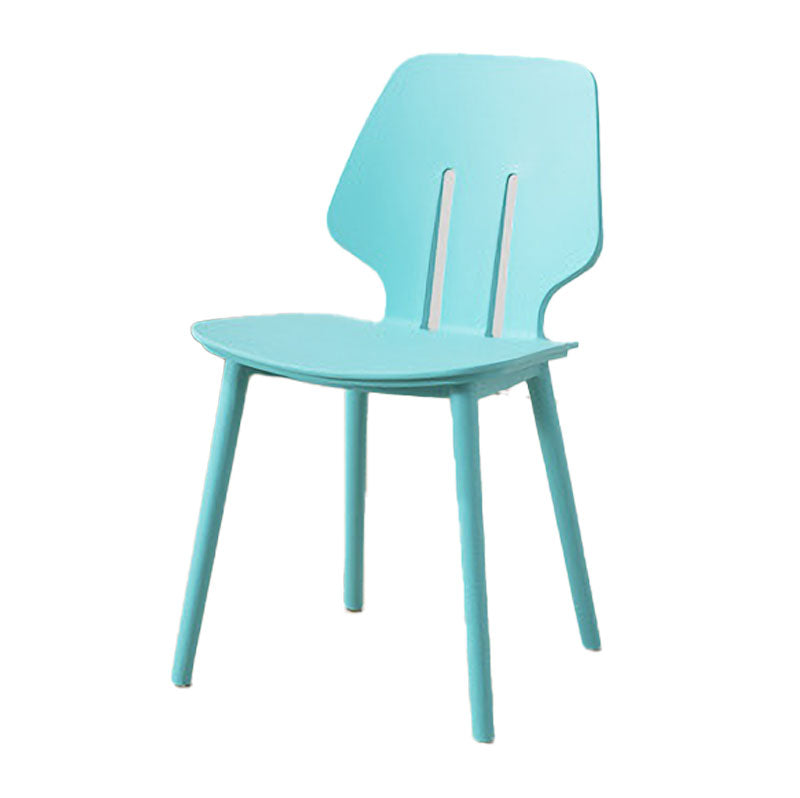 Silla lateral de comedor con respaldo abierto contemporáneo, sillas sin brazos de comedor de plástico para uso doméstico
