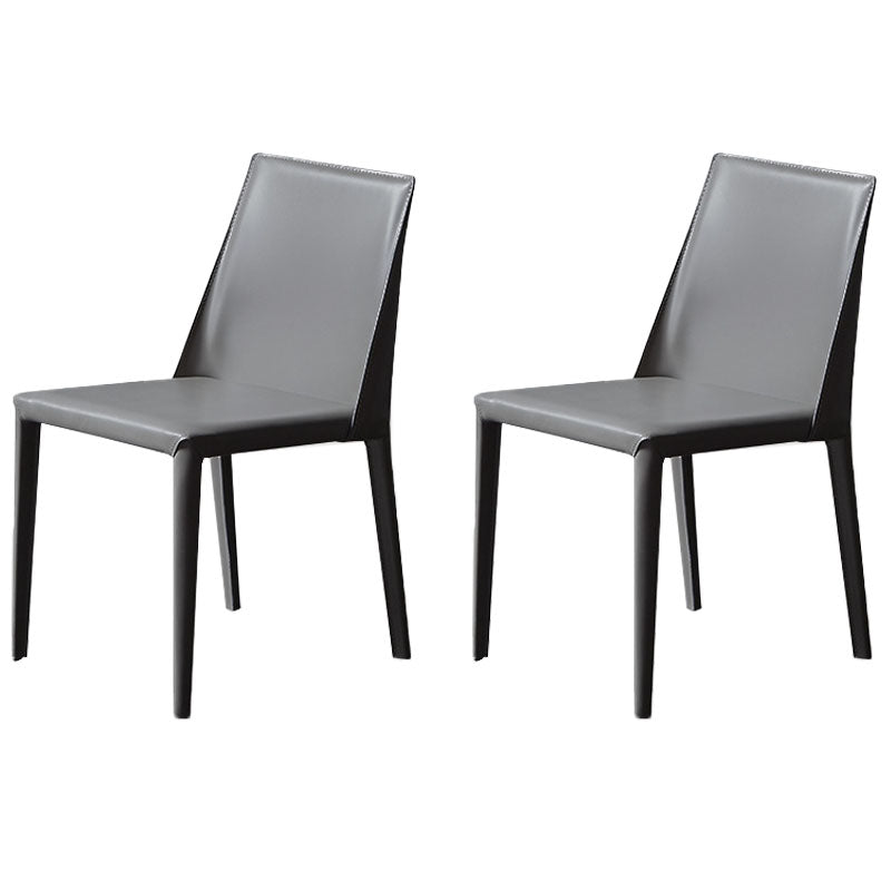 Eigentijdse massieve rugarmloze zijstoelen lederen eetkamerstoelen voor keuken