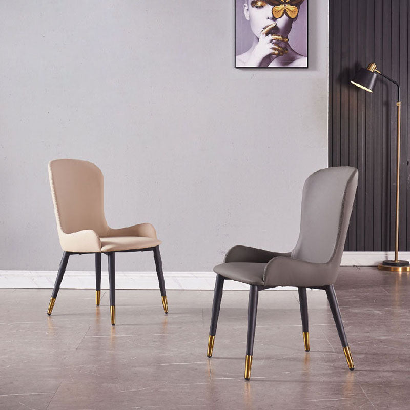 Silla lateral contemporánea con respaldo de orejas, sillas de comedor de cuero para restaurante