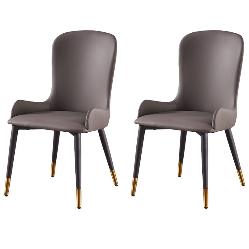 Silla lateral contemporánea con respaldo de orejas, sillas de comedor de cuero para restaurante