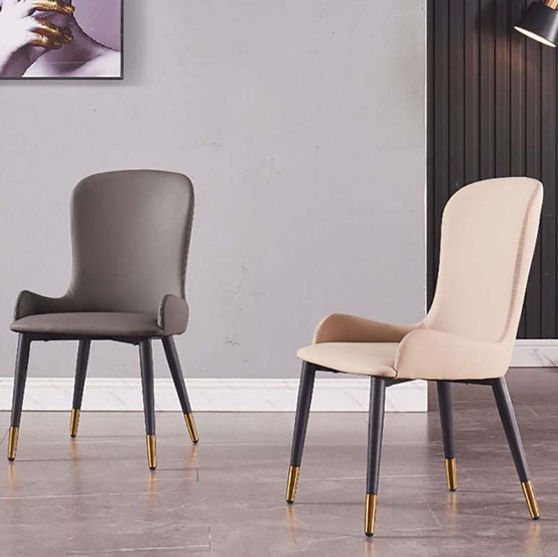 Silla lateral contemporánea con respaldo de orejas, sillas de comedor de cuero para restaurante