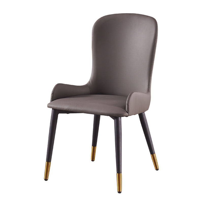 Silla lateral contemporánea con respaldo de orejas, sillas de comedor de cuero para restaurante
