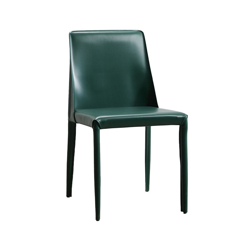Sillas laterales de comedor de cuero de estilo moderno, sillas sin brazos con respaldo sólido con acabado mate