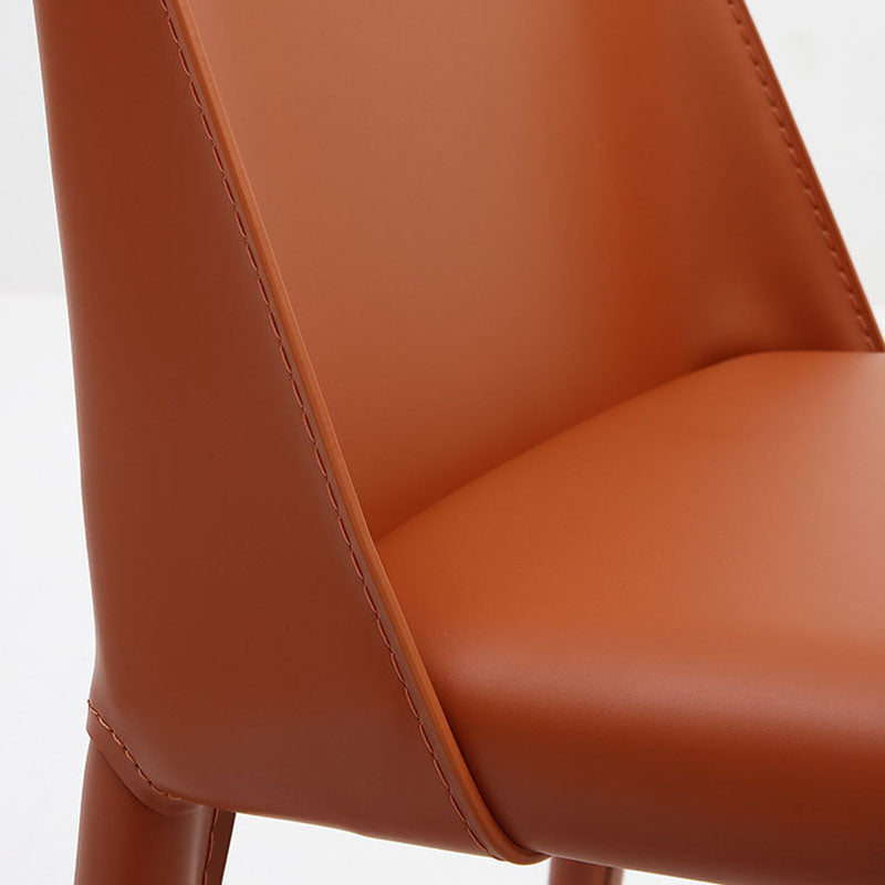 Sillas laterales de comedor de cuero de estilo moderno, sillas sin brazos con respaldo sólido con acabado mate
