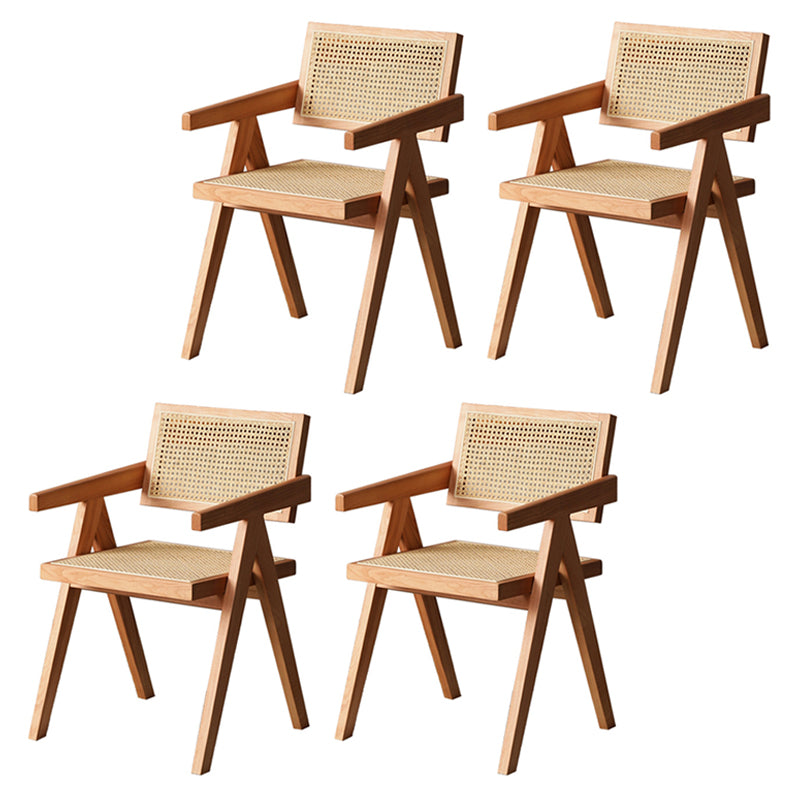 Silla de comedor contemporánea de madera con respaldo abierto para patio