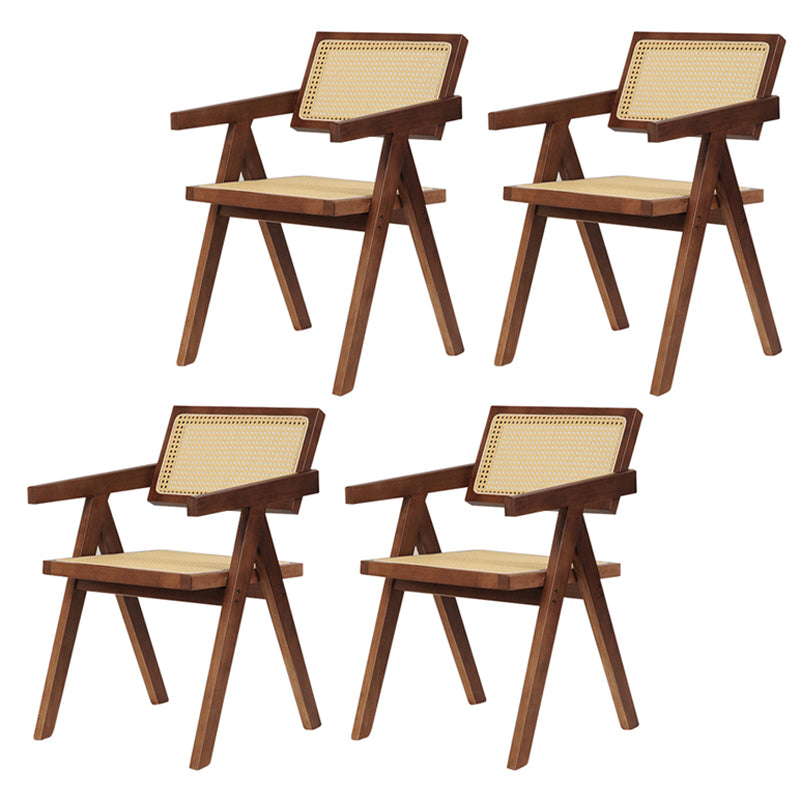 Silla de comedor contemporánea de madera con respaldo abierto para patio