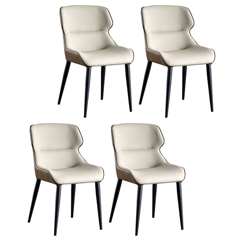 Silla moderna de comedor de metal tapizada Parsons con patas negras