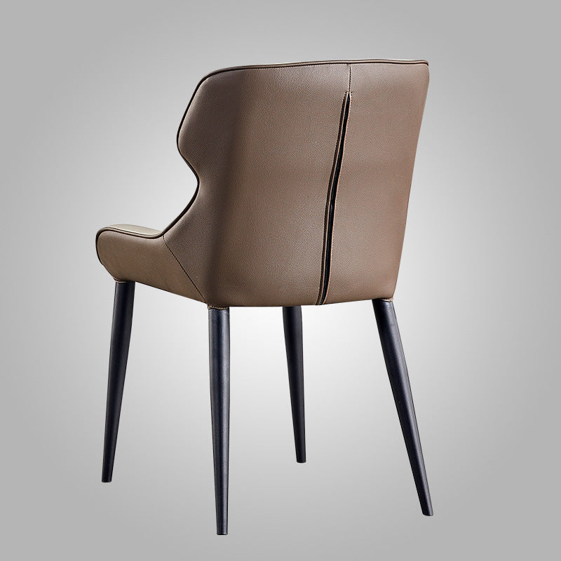Silla moderna de comedor de metal tapizada Parsons con patas negras