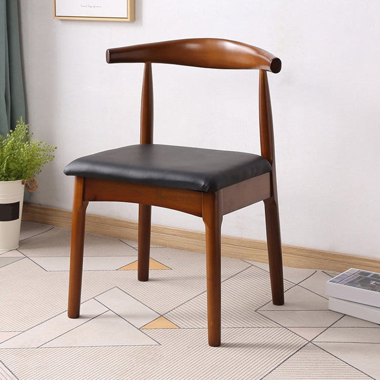 Silla de comedor de madera moderna, silla lateral de piel sintética sin brazos para uso doméstico