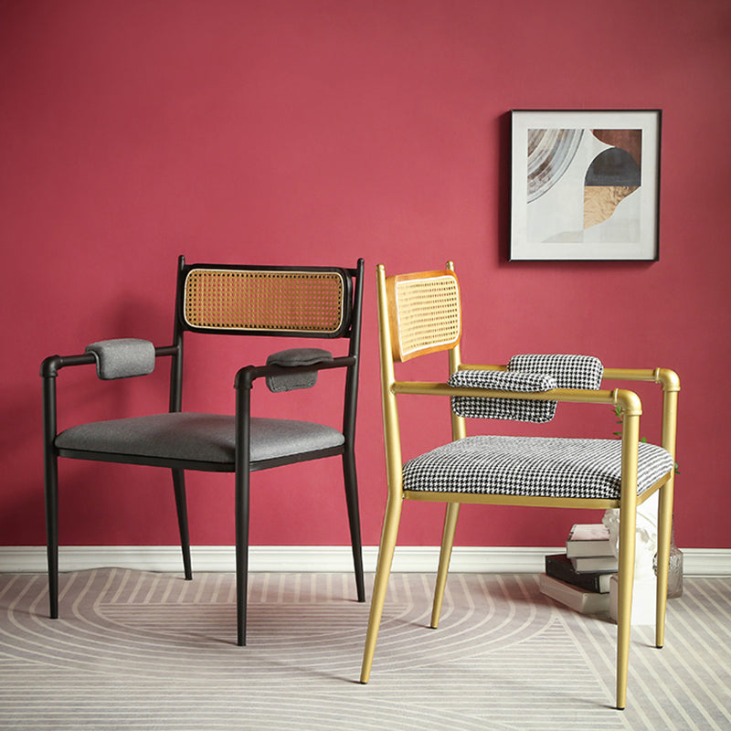 Sillas de comedor nórdicas con respaldo abierto, silla lateral para cocina con patas de metal