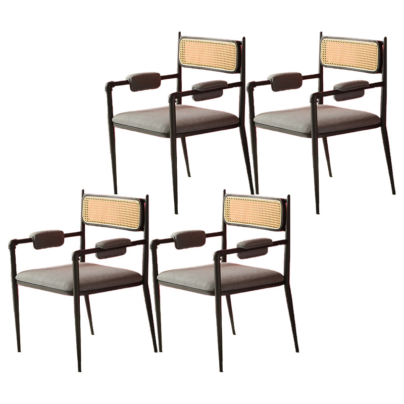 Sillas de comedor nórdicas con respaldo abierto, silla lateral para cocina con patas de metal