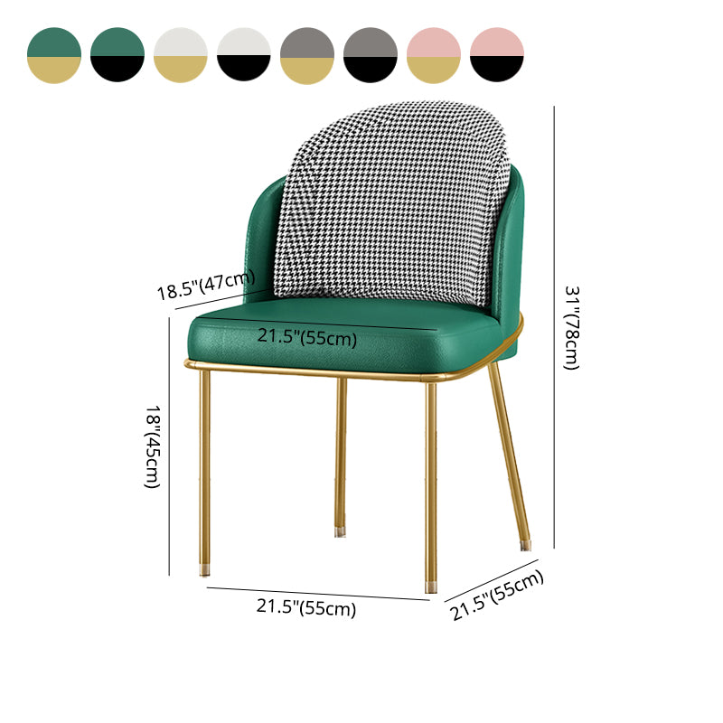 Silla de comedor de metal Glam, sillas de comedor de cuero PU sin brazos para uso doméstico