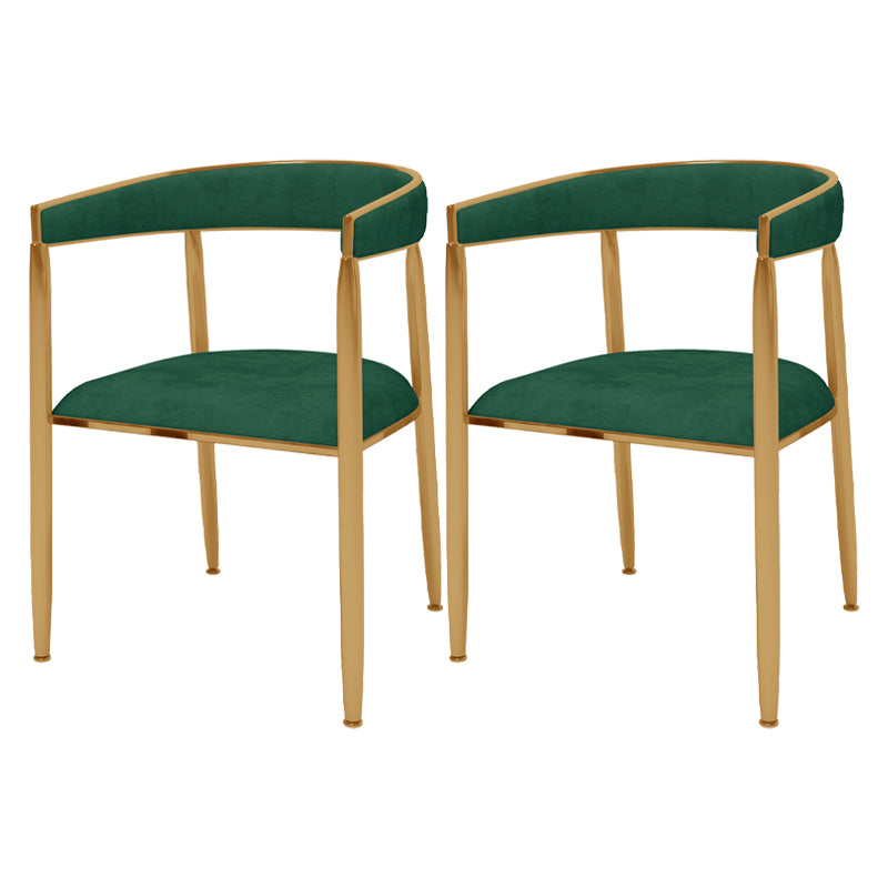 Silla de comedor de metal Glam, sillas laterales de comedor de terciopelo sin brazos para uso doméstico